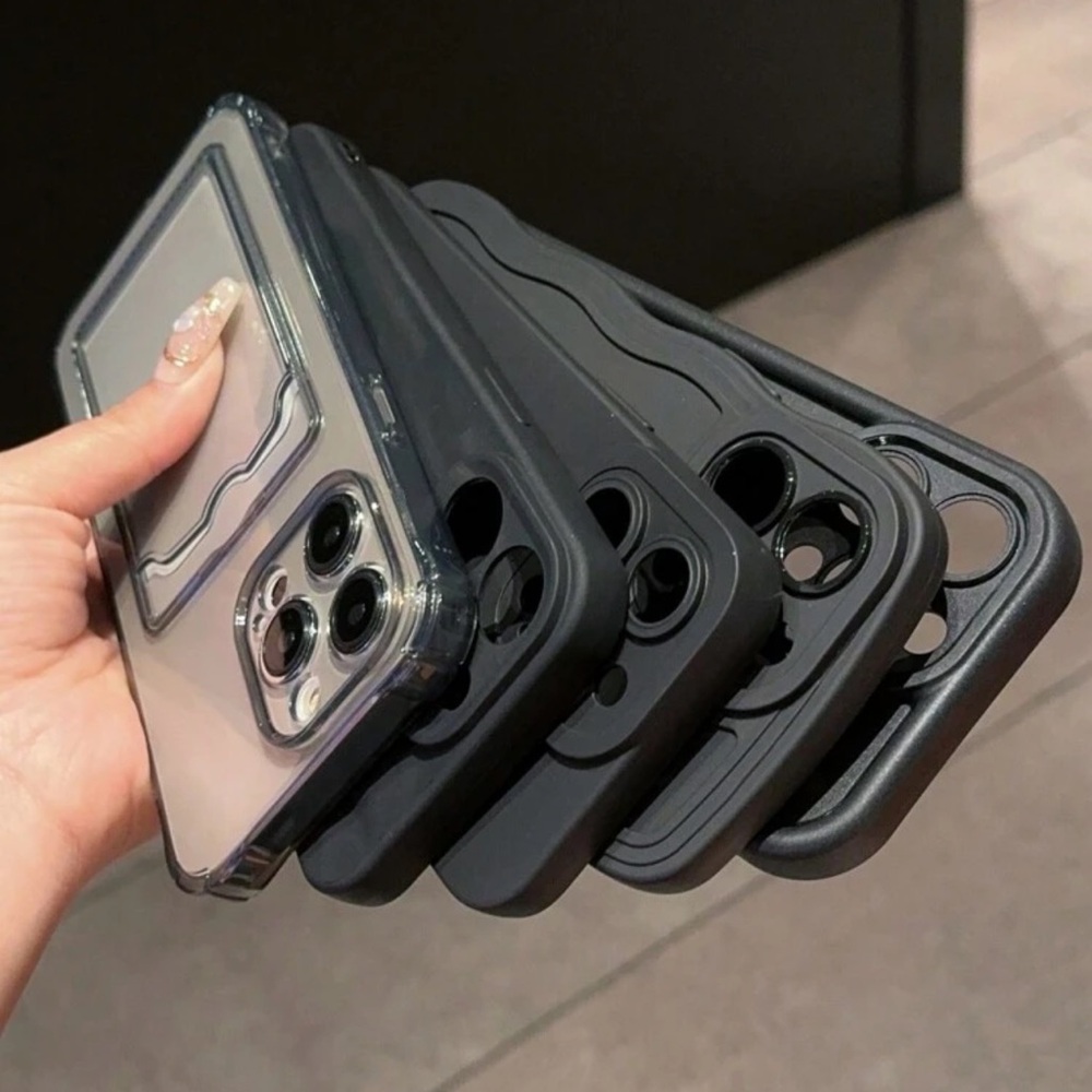 5pcs Solid Color High Bamboo Wave
Card Holder Full Protection Phone Case